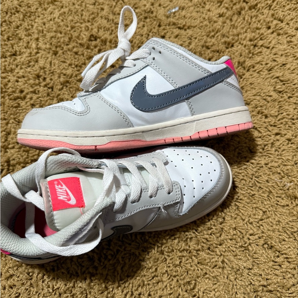 Nike Kids' White and Pink Sneakers